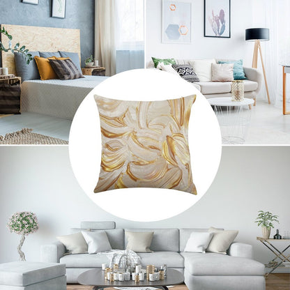 Cream & Gold Wet Paint Linen Throw Pillow Cover