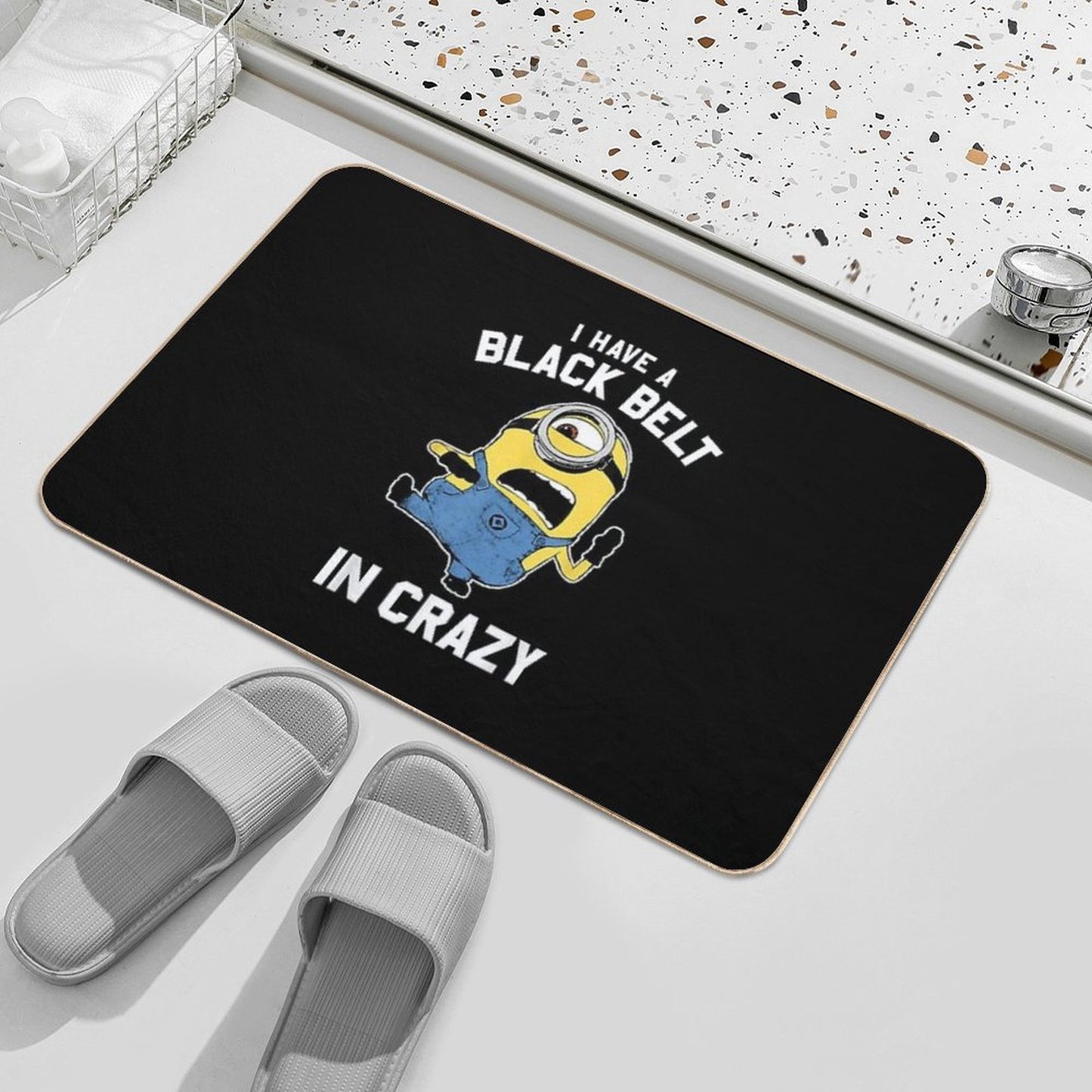Despicable Me Minions Black Belt In Crazy Graphic Bath Mat