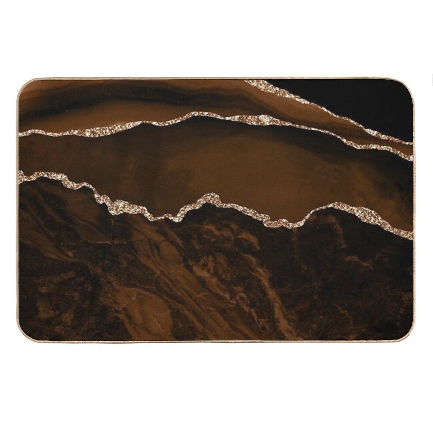 Abstract Brown & Gold Modern Geode Agate Design Bath Mat