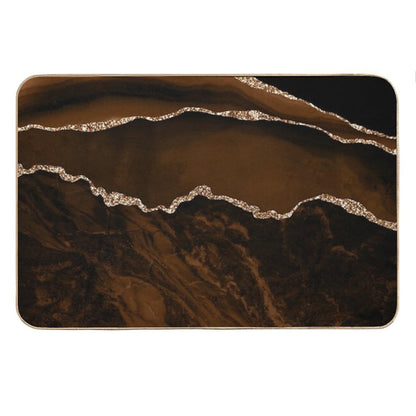 Abstract Brown & Gold Modern Geode Agate Design Bath Mat