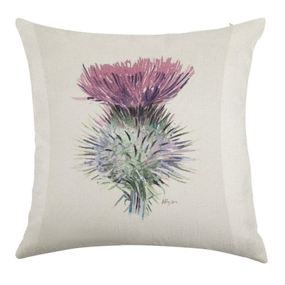 Scottish Thistle Linen Throw Pillow Cover