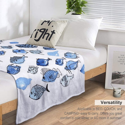 Blue Fishes Throw Blanket