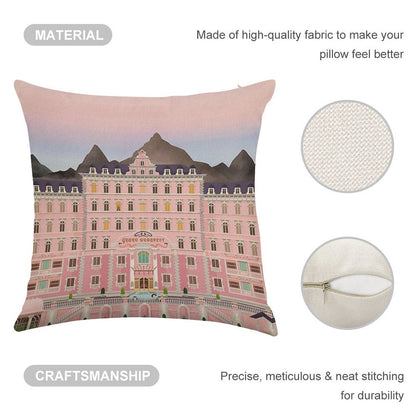 Grand Budapest Hotel Poster Wes Movie Rushmore Linen Throw Pillow Cover