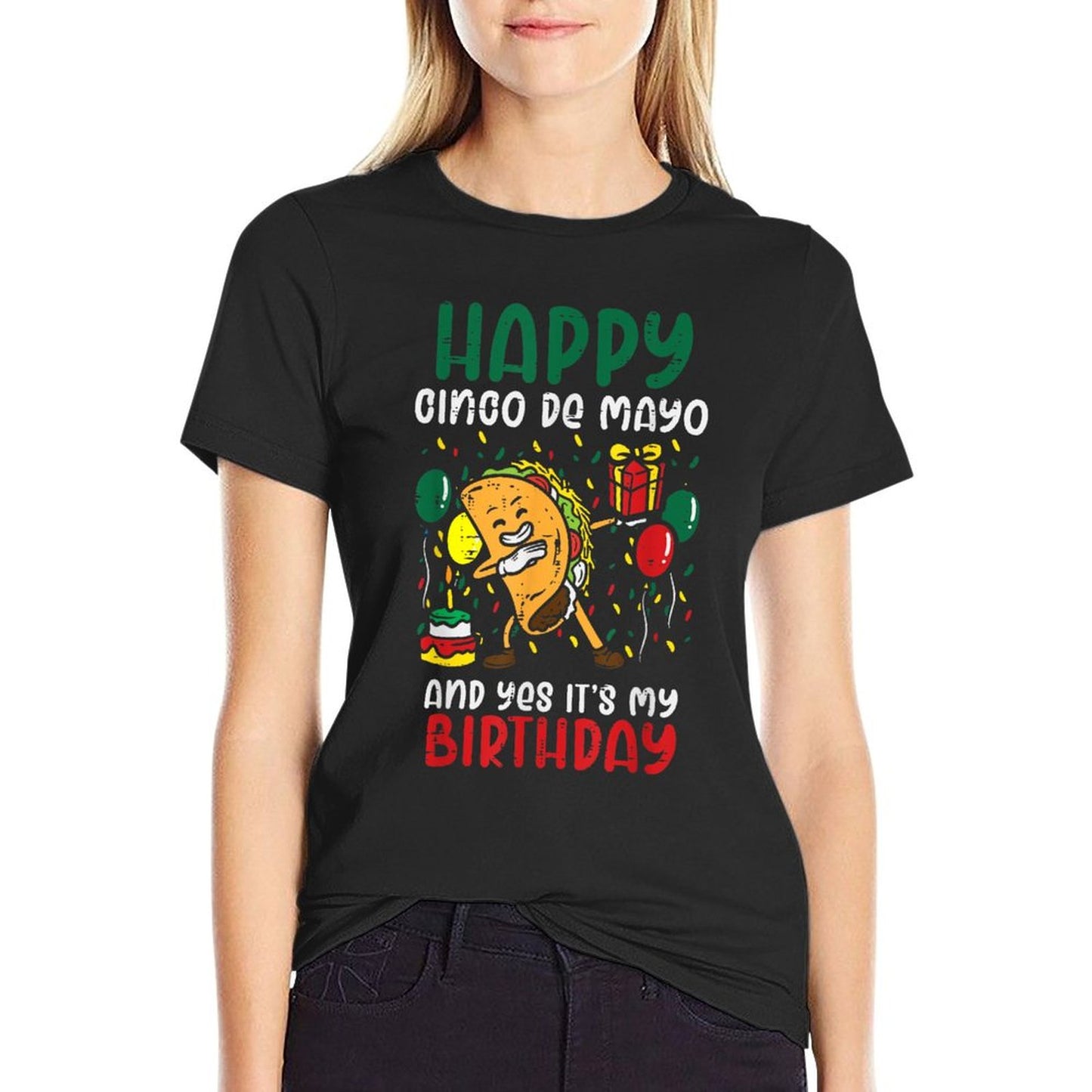Happy Cinco De Mayo And Yes It&#39;s My Birthday Dabbing Taco T-Shirt