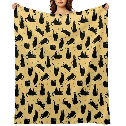 Black Cat Pattern Throw Blanket