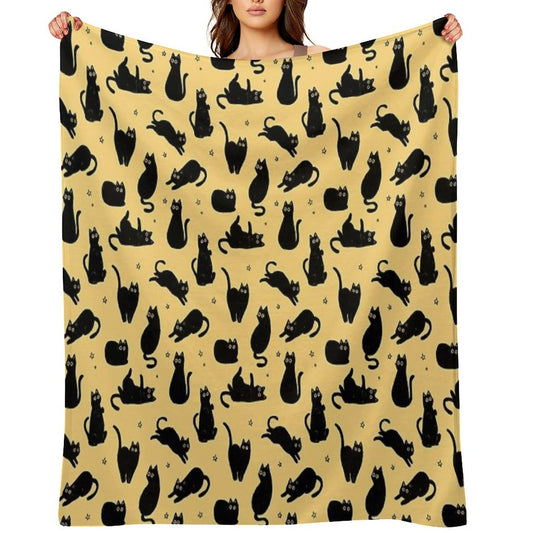 Black Cat Pattern Throw Blanket