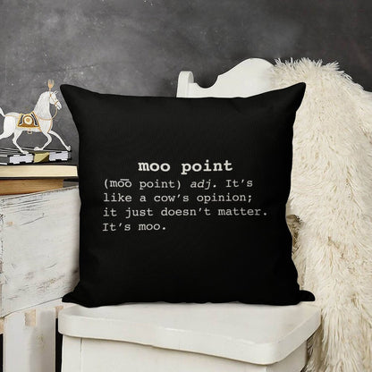 Moo Point Linen Throw Pillow Cover