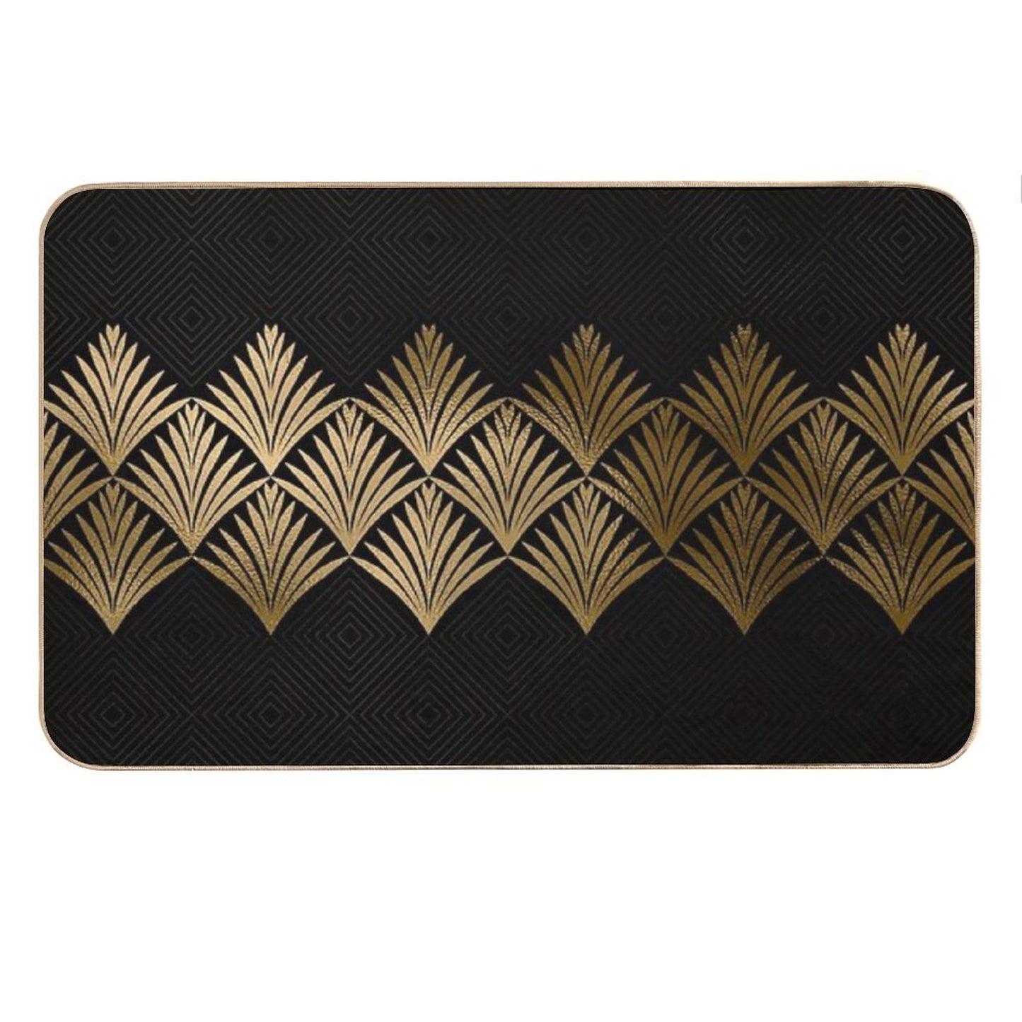 Reims, France Luxueux Black And Gold Hues Art Deco Bath Mat
