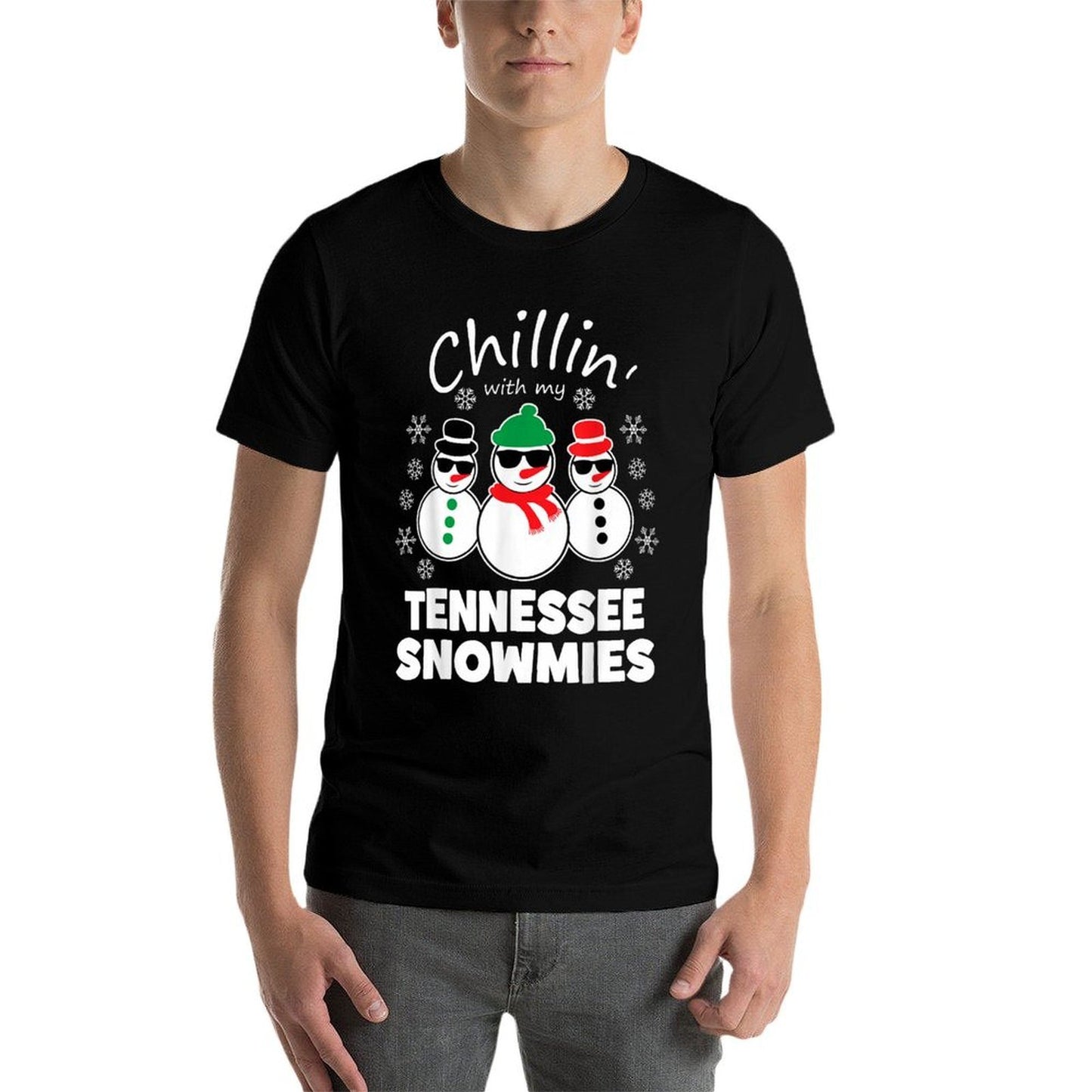 Chillin With My Tennessee Snowmies Funny Christmas  Fade-proof Color T-Shirt