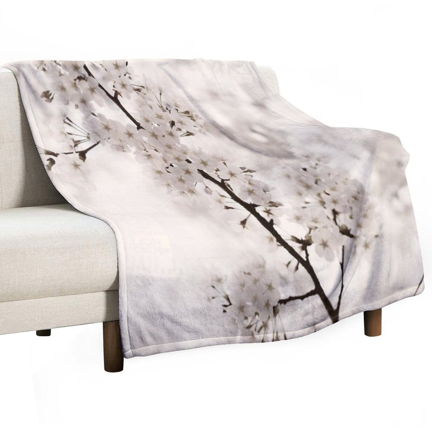 Cherry Blossom Artistic Closeup Sepia Toned Art Photo Print Throw Blanket