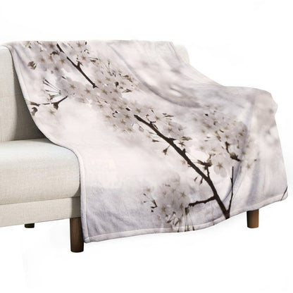 Cherry Blossom Artistic Closeup Sepia Toned Art Photo Print Throw Blanket