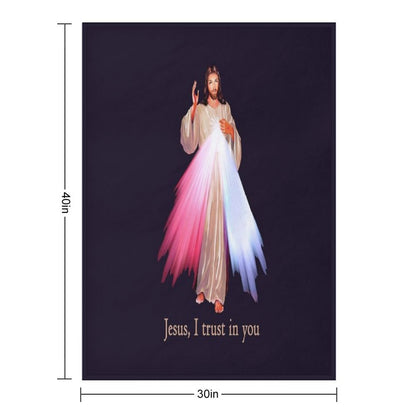 Jesus I Trust You Divine Mercy Image (transparent Background Design) Throw Blanket