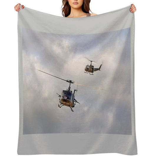 Bell UH-1 Iroquois Helicopters - (A Pair of Hueys) Throw Blanket