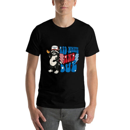 Red White And Due Funny Raccoon 4th of July Patriotic  Ribbed Collar T-Shirt