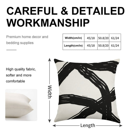 Black And White Linen Throw Pillow Cover