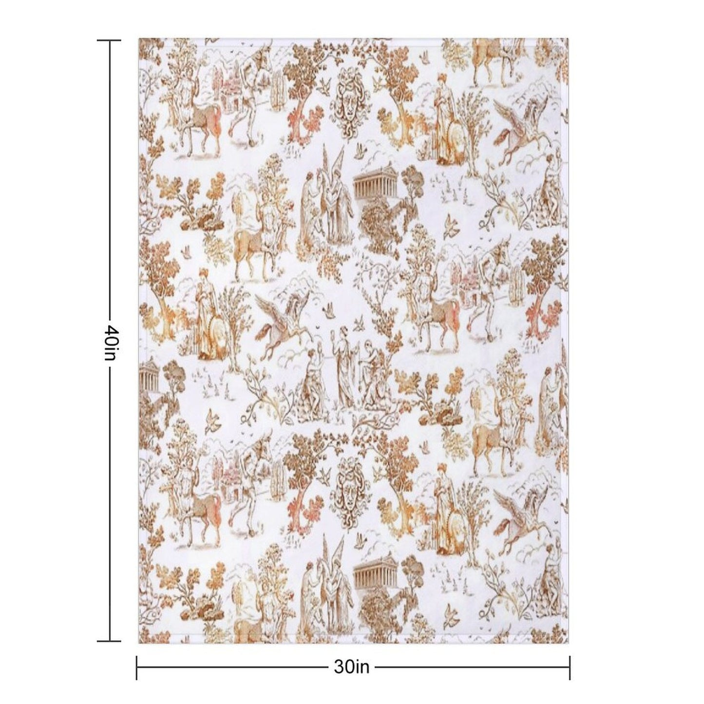 Greek Mythology Toile with Centaurs, Minotaurs And Pegasus Throw Blanket