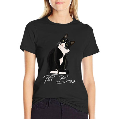 Boss Tuxedo Cat Lovers Funny Shirt for Mom Dad Gift T-Shirt