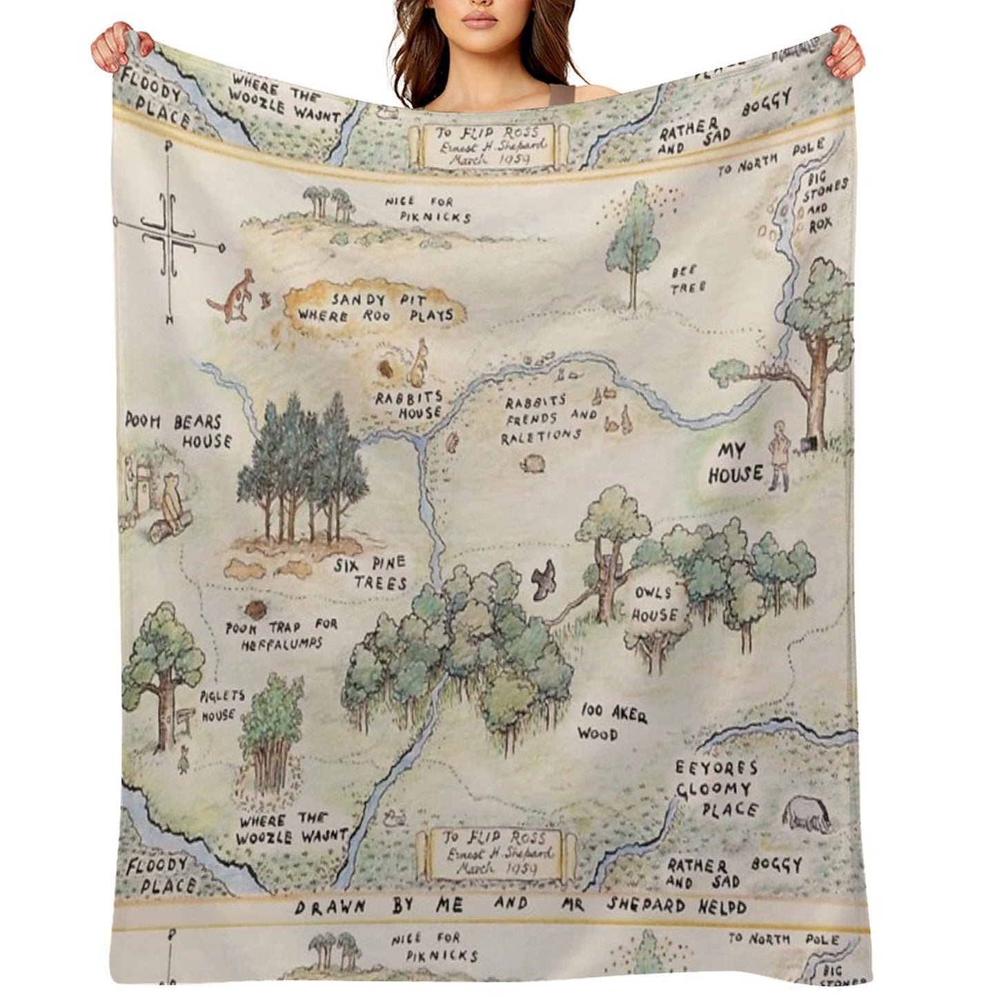 Hundred Acre Wood Map Throw Blanket