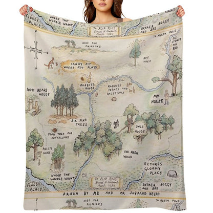 Hundred Acre Wood Map Throw Blanket