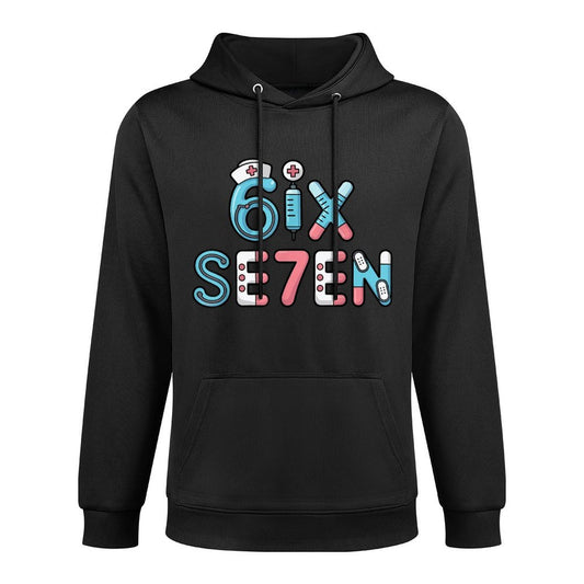 6IX SE7EN Funny 67 Six Seven Meme Nurse 6 7 Design Cotton-Polyester Blend Hoodie