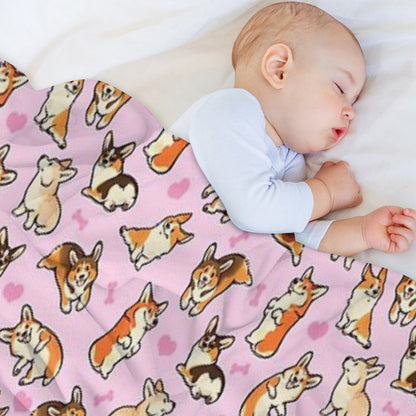 Lovey Corgis in Pink Throw Blanket