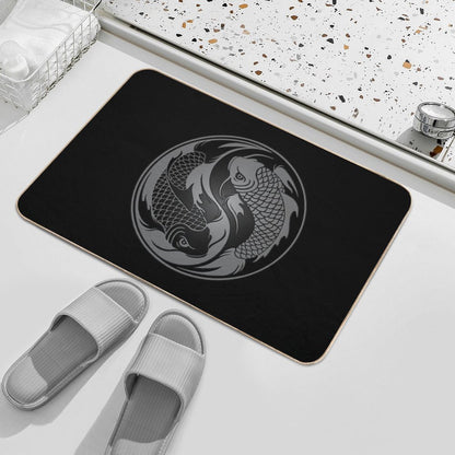 Gray And Black Yin Yang Koi Fish Bath Mat