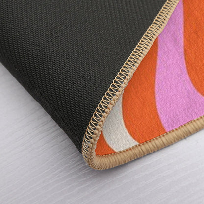 Retro Liquid Swirl Abstract Pattern Hot Pink Bright Orange Cream Bath Mat