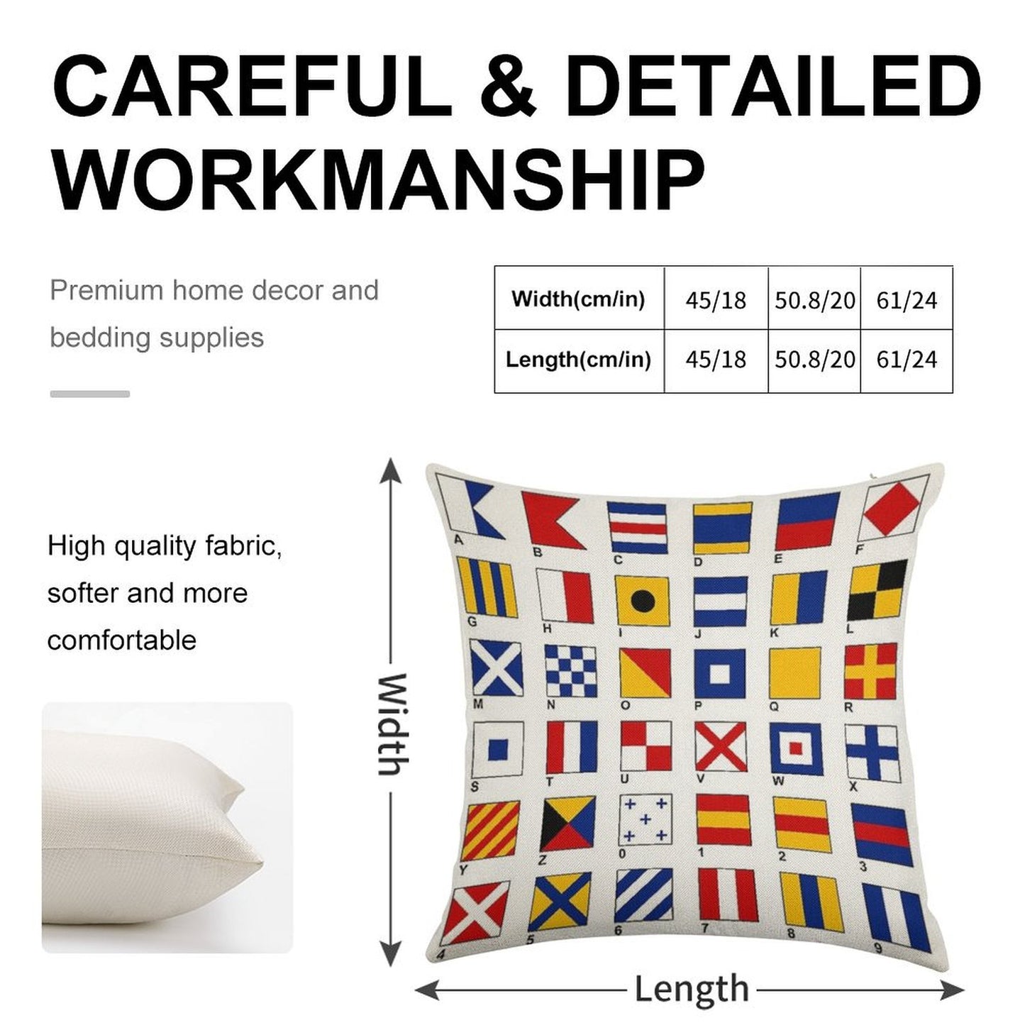 Nautical Flags Linen Throw Pillow Cover