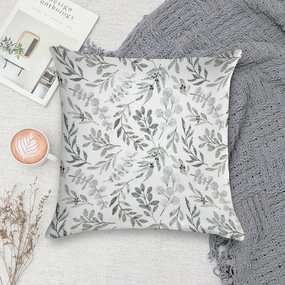 Australian Eucalyptus Watercolor Botanical Leaves Australianiana Eucalyptus Leaves in Watercolour Soft Short Plush Fabric Throw Pillow
