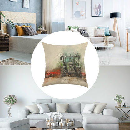 Fendt Tractor Grafting Linen Throw Pillow Cover