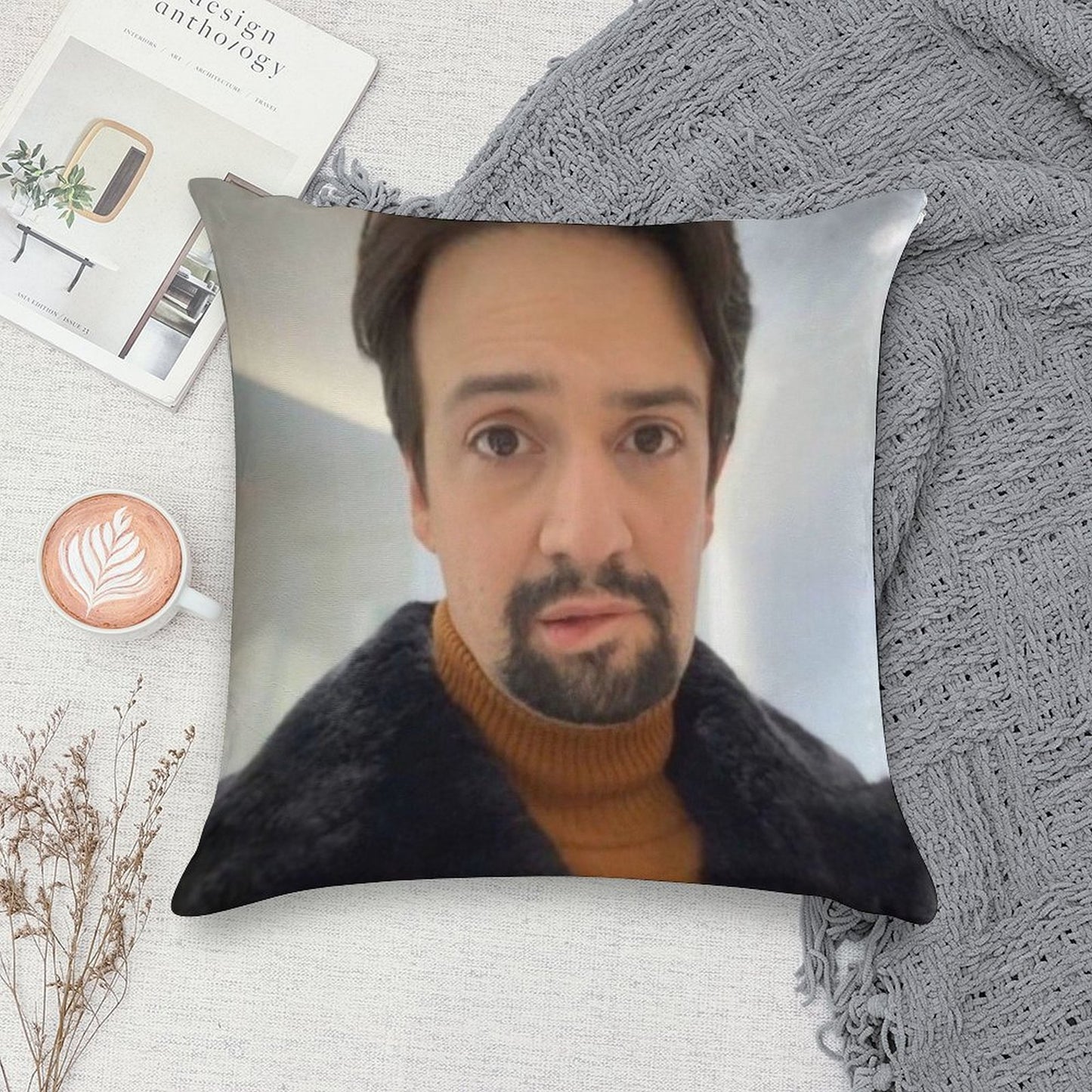 Manuel Miranda Lip Bite Meme Soft Ultra-Soft Texture Throw Pillow