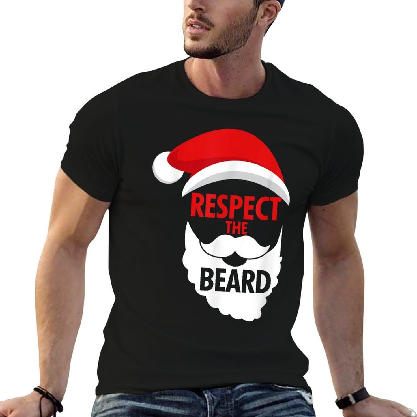 Respect The Beard Santa Claus Bearded Christmas Holidays  Relaxed-fit T-Shirt