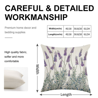 Lavender, Illustration Linen Throw Pillow Cover