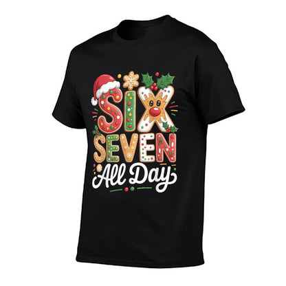 SIX Seven All Day – Funny Christmas 6 7 Gingerbread 67 Meme  Trendy Pattern T-Shirt
