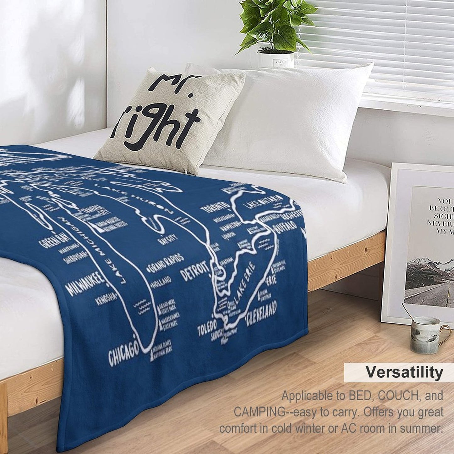 Great Lakes Map Throw Blanket