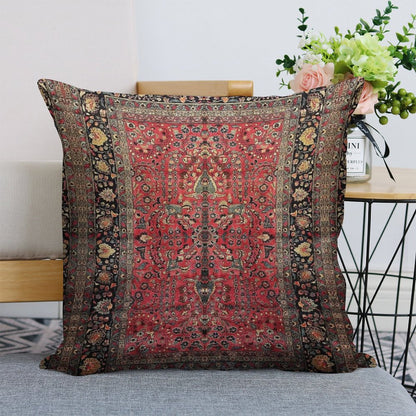 Antique Persian Red Rug Linen Throw Pillow Cover