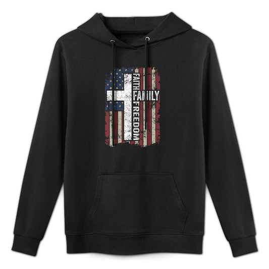 Faith Family Freedom - Patriotic Christian Vintage USA Pilling-Resistant Hoodie