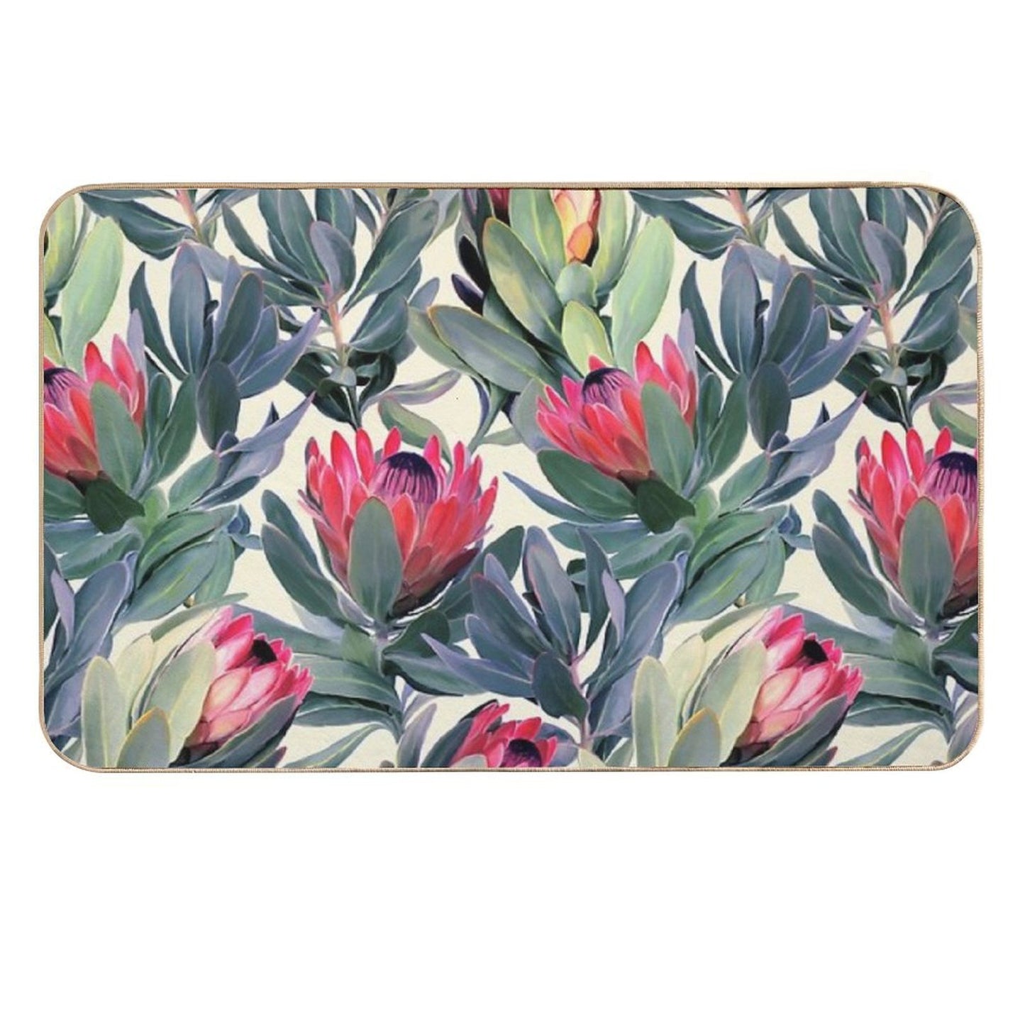Painted Protea Pattern  High-Traffic Bath Mat