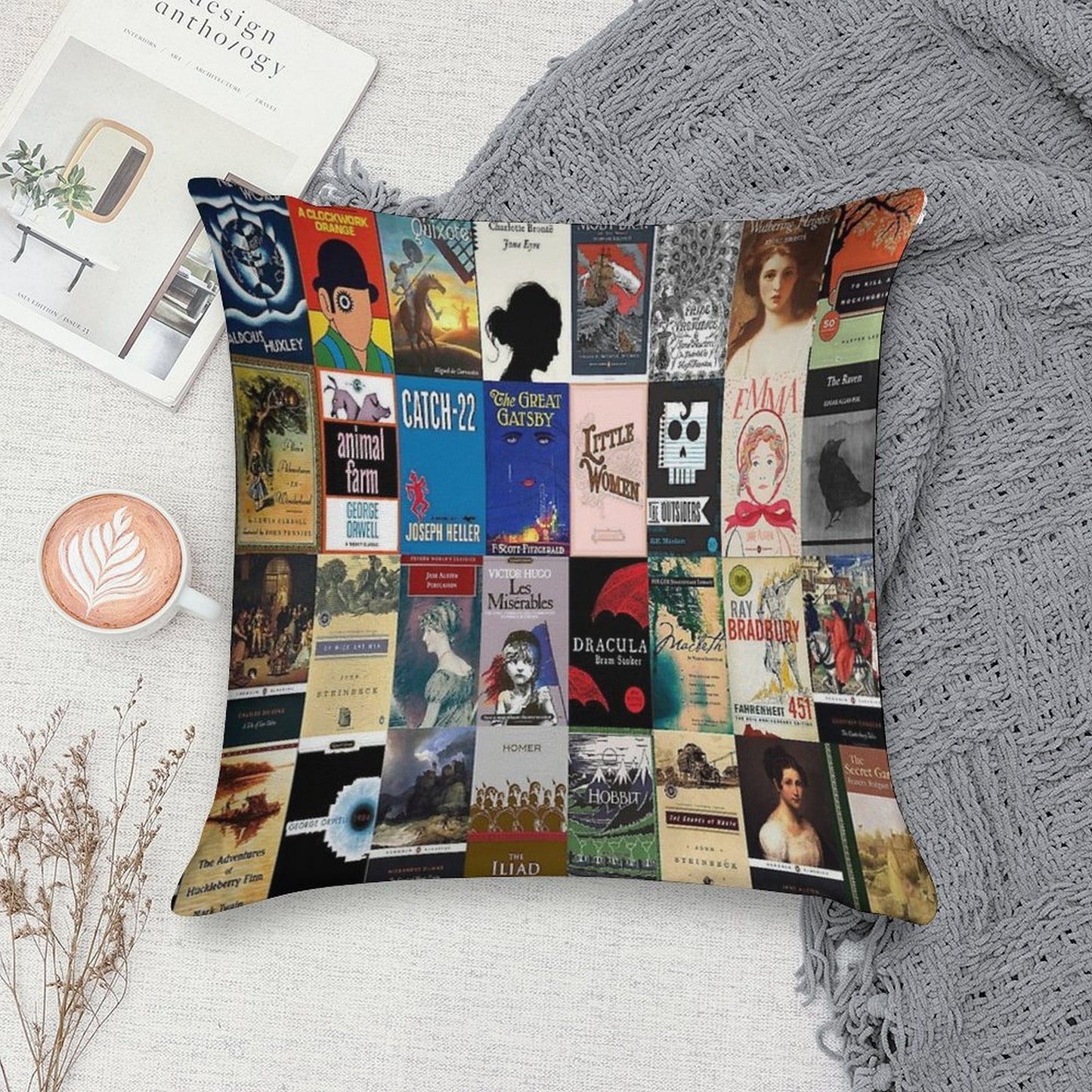 Classic Literature Book Covers Soft Warmth Comfort Throw Pillow