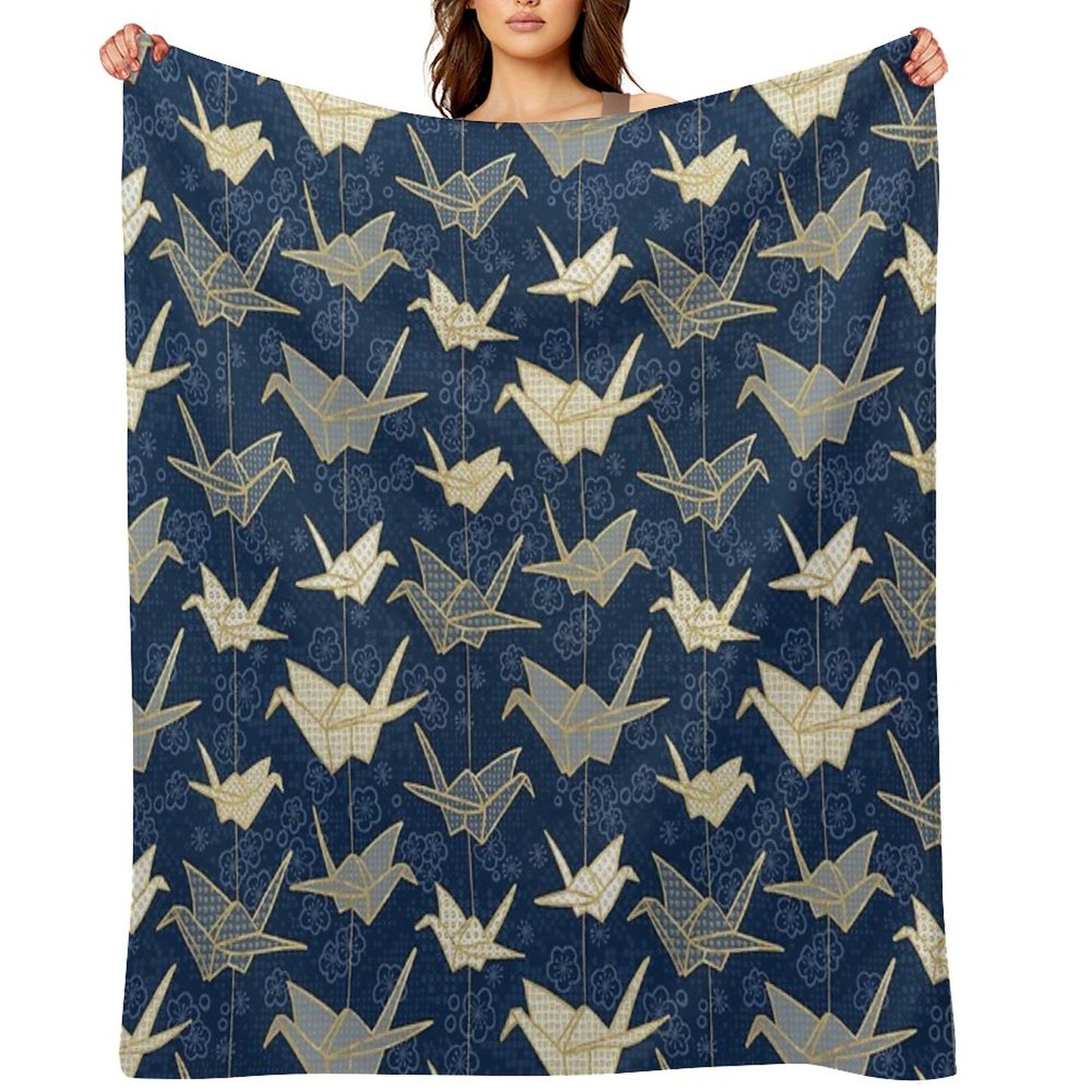 Sadako's Good Luck Cranes Throw Blanket