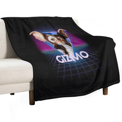Gremlins Gizmo Retro 80s Neon Landscape Throw Blanket