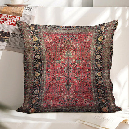Antique Persian Red Rug Linen Throw Pillow Cover
