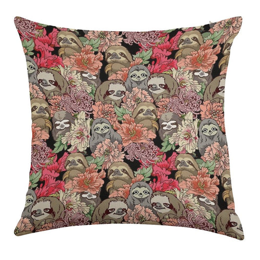 Because Sloths Linen Throw Pillow Cover