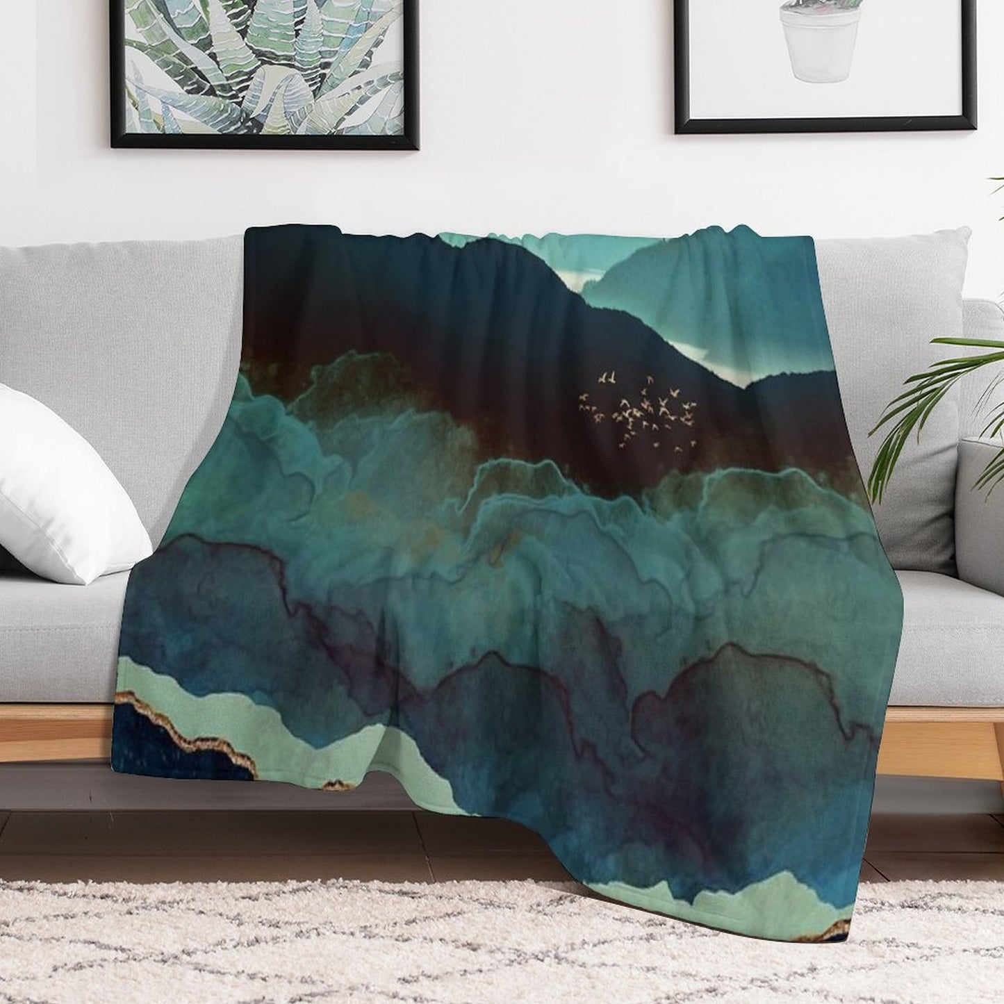 Indigo Mountains Throw Blanket