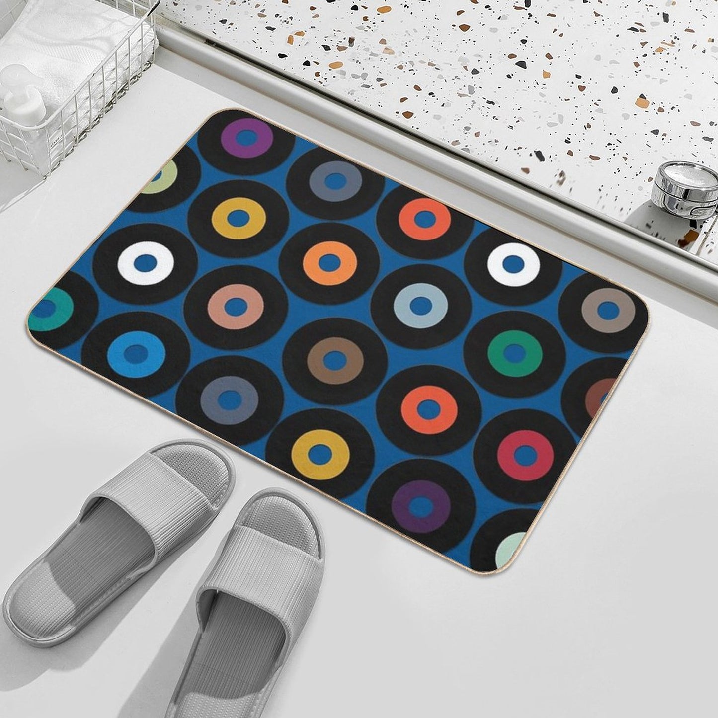VINYL Blue Bath Mat