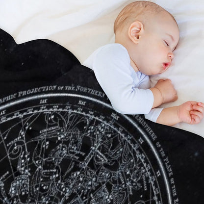 Constellations of The Northern Hemisphere  Pale Blue On Black Throw Blanket