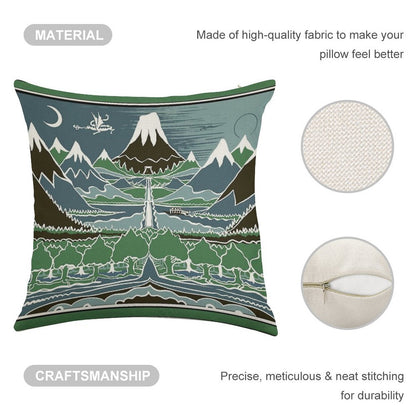 Forest Mountain Path in The Style of J.R.R.Tolkien Linen Throw Pillow Cover