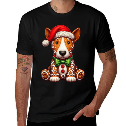 Gingerbread Man Bull Terrier Dog Christmas Womens Mens Kids Comfortable T-Shirt