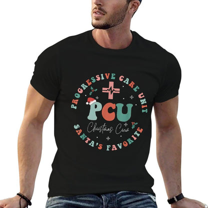 Progressive Care Unit PCU Christmas Crew Nursing PCU Nurse  Heathered Texture T-Shirt