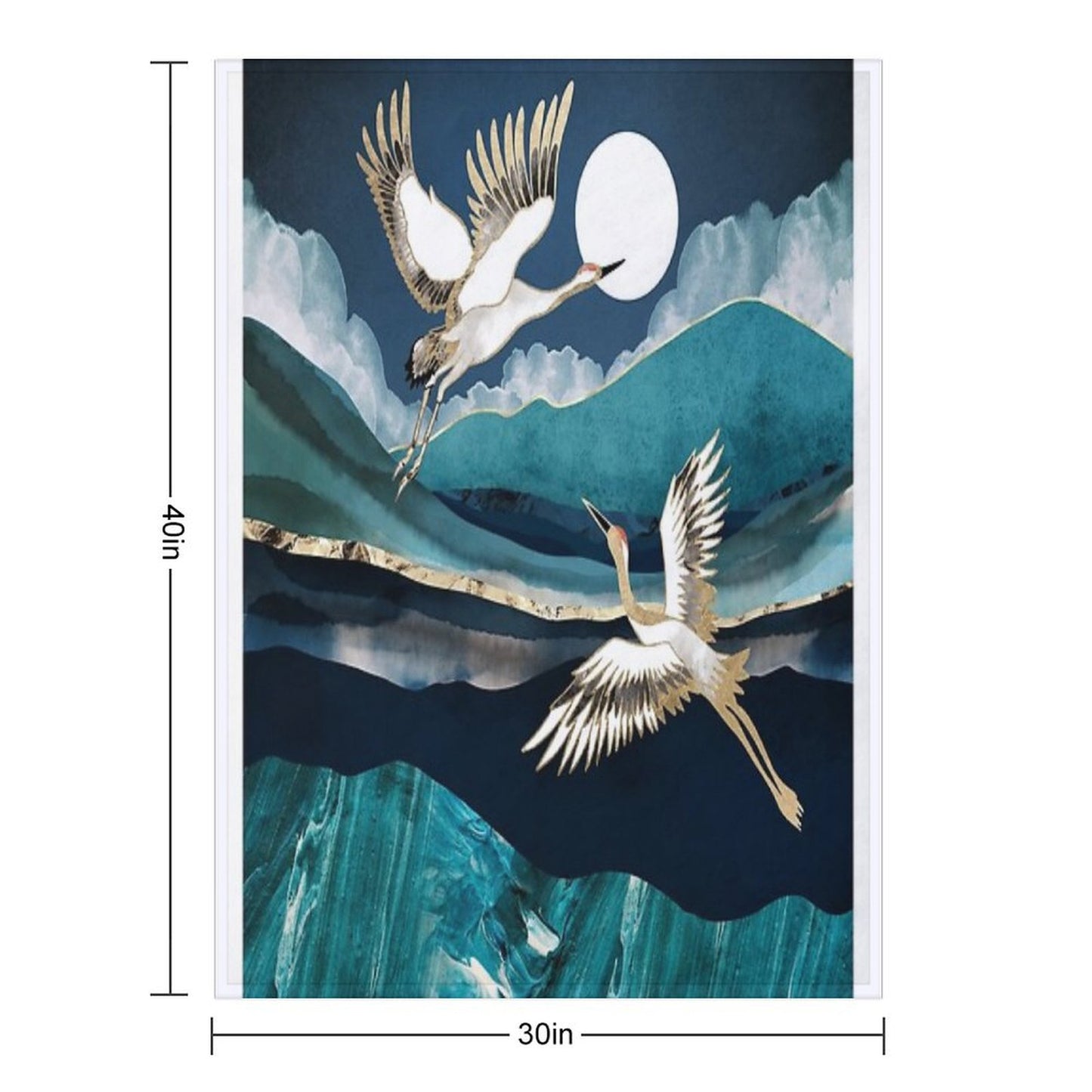 Midnight Cranes Throw Blanket